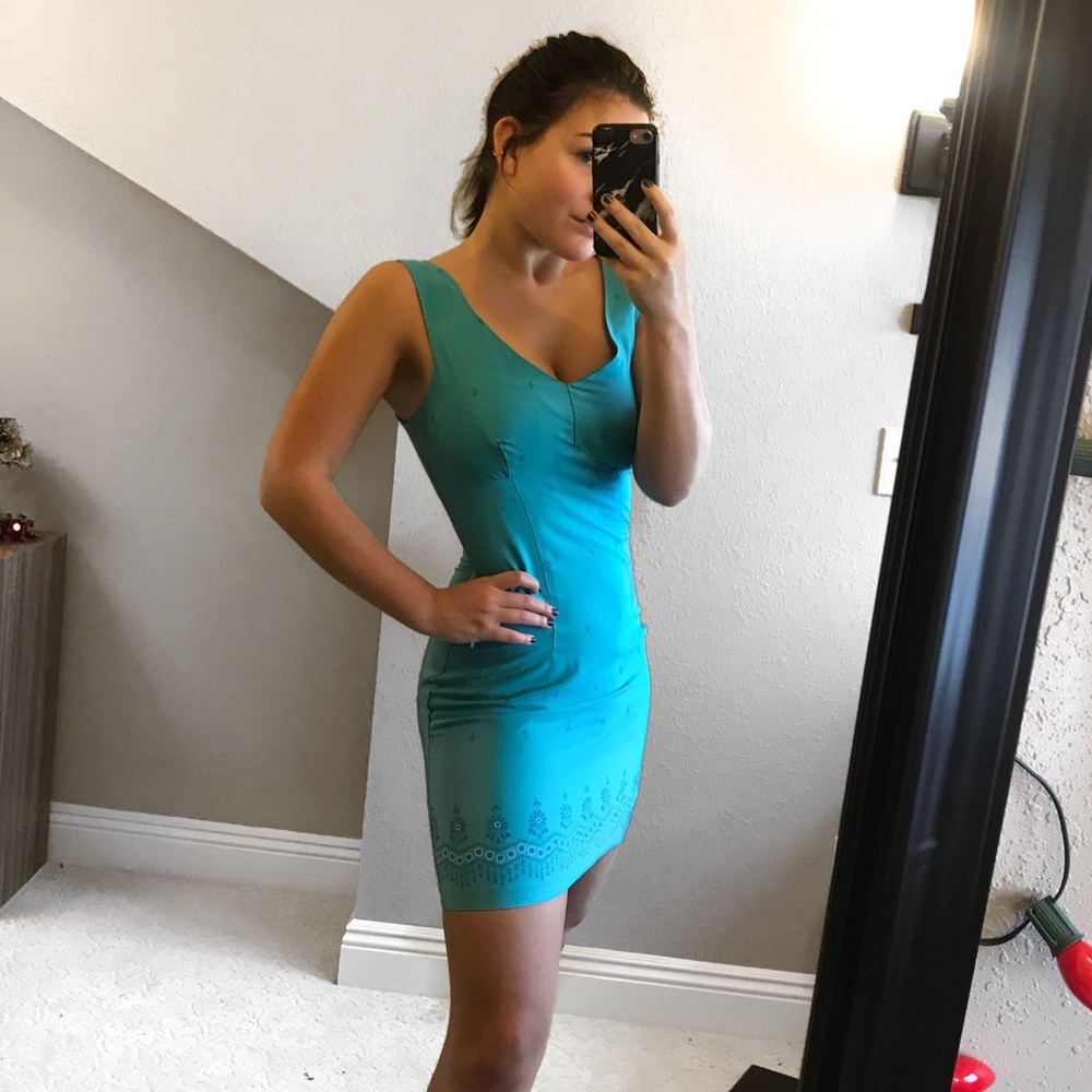 Vintage All That Jazz Turquoise Dress